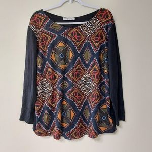 Giada Rubino Moda Italiana Multicolor 3/4 Sleeve Top Size US XL Boho Festival